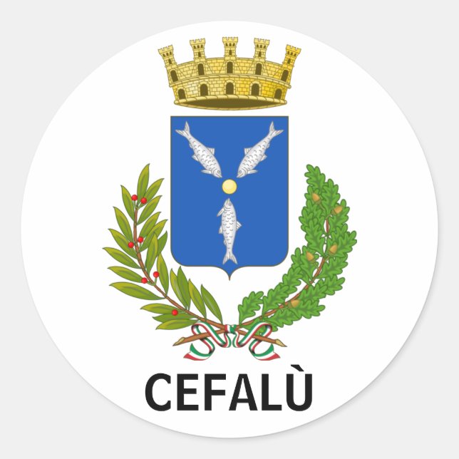 Cefalù Wappen - Sizilien Runder Aufkleber (Vorderseite)