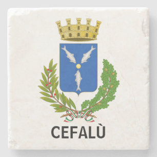 Cefalù Wappen - Sizilien Steinuntersetzer