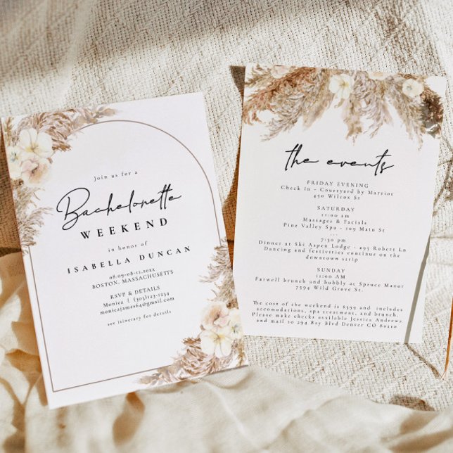 CEIRA Bohemisch Pampas Grass Bachelorette Wochenen Einladung (Von Creator hochgeladen)