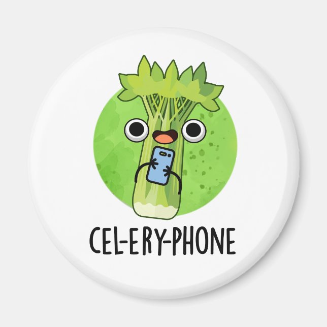 Cel-lery Phone Funny Celery Veggie Pun Magnet (Vorne)