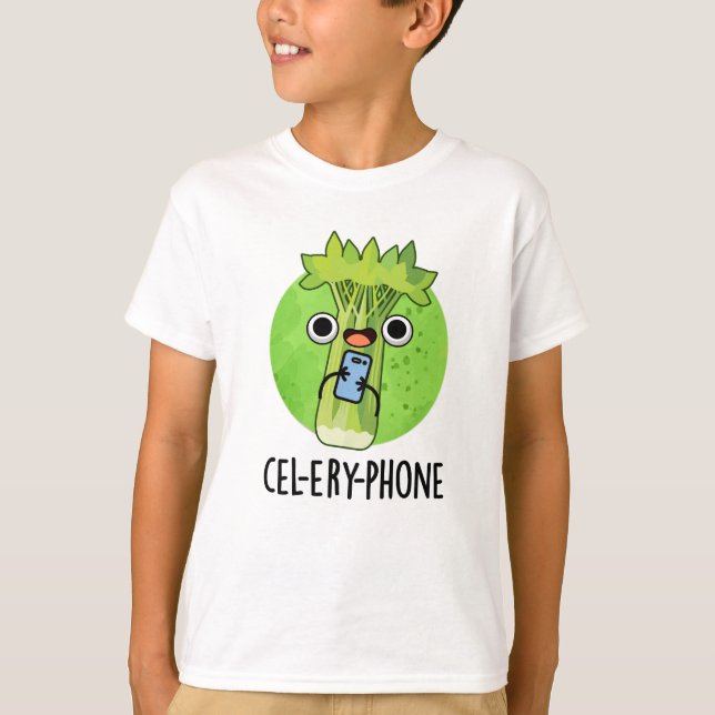 Cel-lery Phone Funny Celery Veggie Pun T-Shirt (Vorderseite)