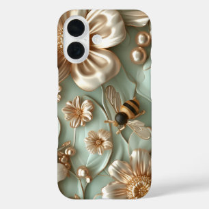 Celadon 3D Bienen und Blume Puffe-Bienen iPhone 16 Hülle