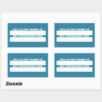 Celadon Blue Name & Pronoun Labels Rechteckiger Aufkleber