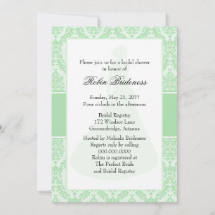Celadon Damask Brautparty Einladung