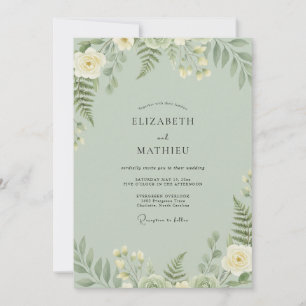 Celadon-Farn-Hochzeit Einladung