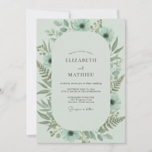 Celadon-Farn-Laub-Hochzeit Einladung