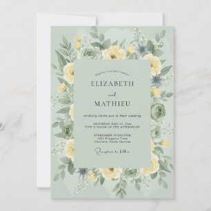 Celadon Gelbe Rosenhochzeit Einladung