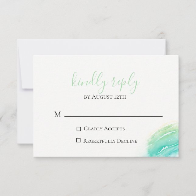 Celadon Green Beach Wedding RSVP Card (Vorderseite)