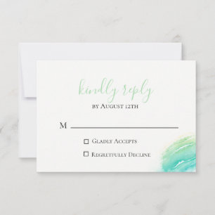 Celadon Green Beach Wedding RSVP Card Karte