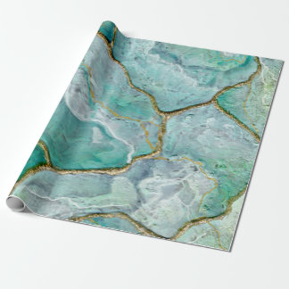 Celadon Green, Jade, Mint Kintsugi Geode Geschenkpapier