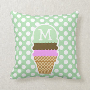 Celadon Green Polka Dots; Eiscreme Kissen