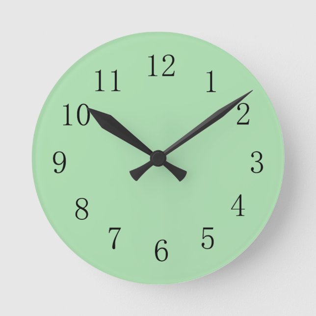 Celadon Green Wall Clock Runde Wanduhr (Vorderseite)
