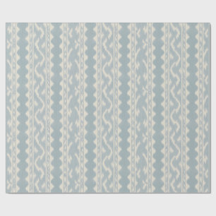 Celadon-Ikat, gewebter Streifen auf Creme Geschenkpapier