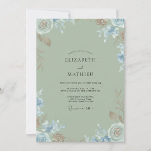 Celadon Kornblumen-Wildblumen-Hochzeit Einladung