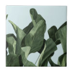 Celadon Palms Fliese<br><div class="desc">Celadon Palms II von Emma Scarvey. Das tropische Blattwerk ist tief gefärbt und hat einen pastellfarbenen Hintergrund.</div>