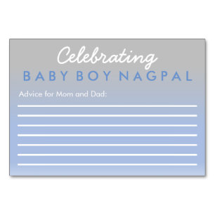 Celebating Baby Advice Card Ombre Blue Silver Tischnummer