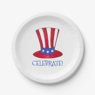 Celebrate 4. Juli Patriotic Uncle Sam USA Amerika Pappteller