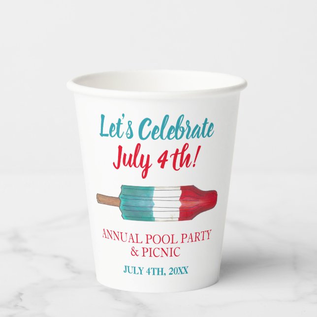 Celebrate 4. Juli Red White Rocket Pop Pappbecher (Vorderseite)