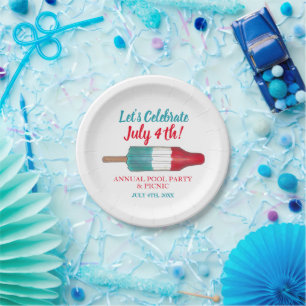 Celebrate 4. Juli Red White Rocket Pop Pappteller