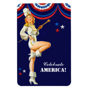 Celebrate America. Retro Pin-up Magnet
