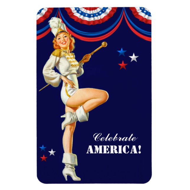 Celebrate America. Retro Pin-up Magnet (Vertikal)