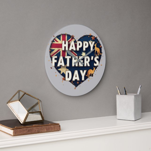Celebrate Aussie Dads Wird British-Australian Fath Große Wanduhr (Büro)