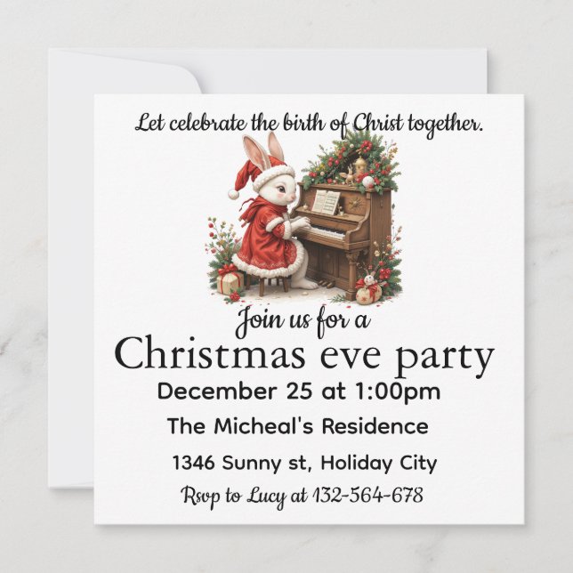 Celebrate Birth of Christ White Bunny Christmas (Vorderseite)