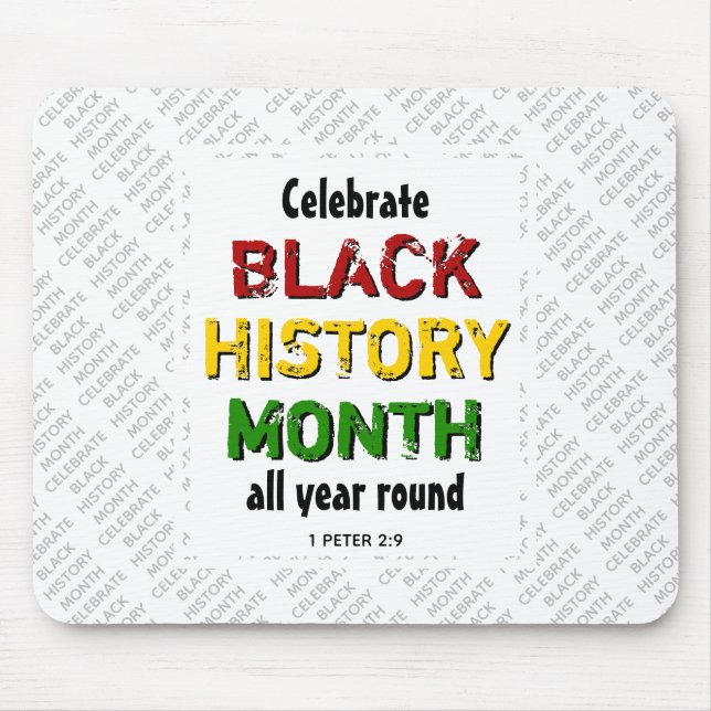 Celebrate Black History Month BHM Scripting White Mousepad (Vorne)