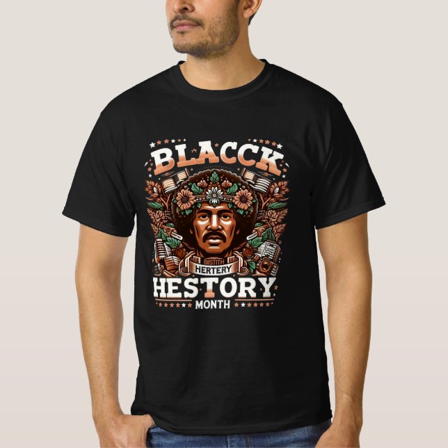 Celebrate Black History Month Vibrant Floral Desig T-Shirt (Vorderseite)