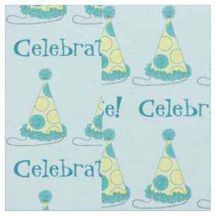 Celebrate Blue Polka Dot Party Hat Birthday Bday Stoff