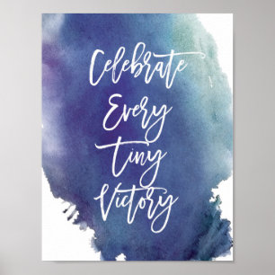 "Celebrate" Blue Watercolor Poster