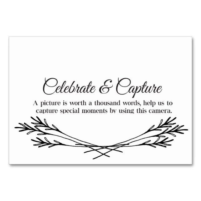 Celebrate & Capture Placecards Tischnummer (Vorderseite)