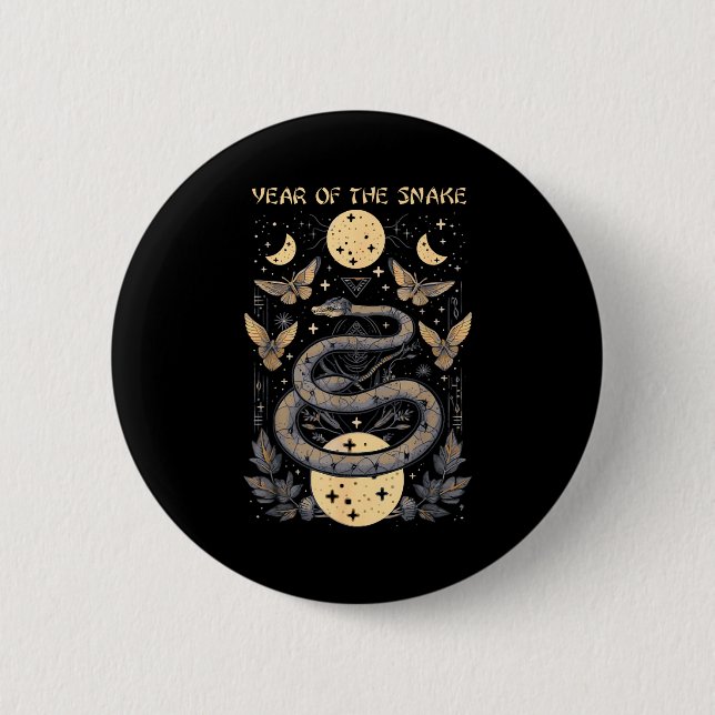 Celebrate Chinese New Year Of The Snake 2025 Moon  Button (Vorderseite)
