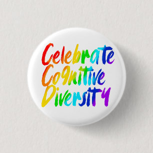 Celebrate Cognitive Diversity   Rainbow Typografie Button