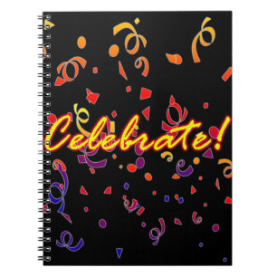 Celebrate Confetti Black Notizblock