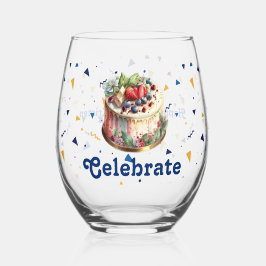 Celebrate, Confetti und Cake Stemless Weinglas Weinglas Ohne Stiel