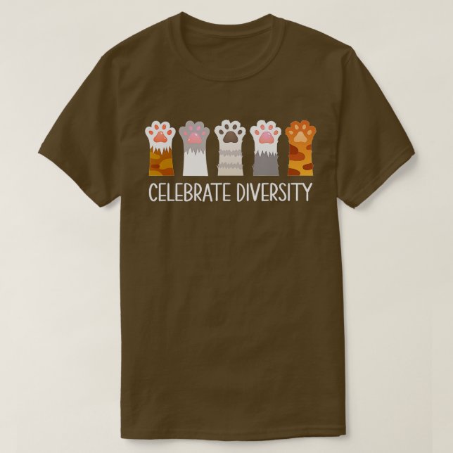 Celebrate Diversity Cat Paw T-Shirt (Design vorne)