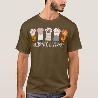 Celebrate Diversity Cat Paw T-Shirt