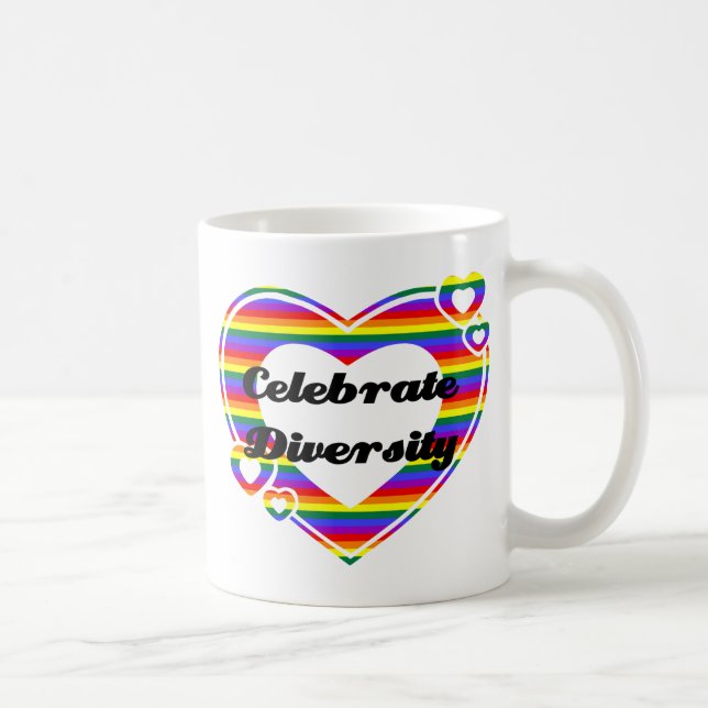 Celebrate Diversity Dark Text Tasse (Rechts)
