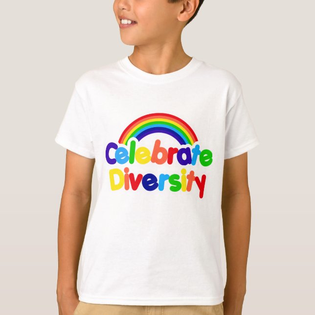 Celebrate Diversity Gay Pride Rainbow T-Shirt (Vorderseite)