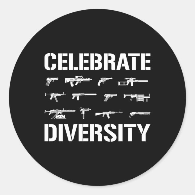 Celebrate Diversity Gun Runder Aufkleber (Vorderseite)