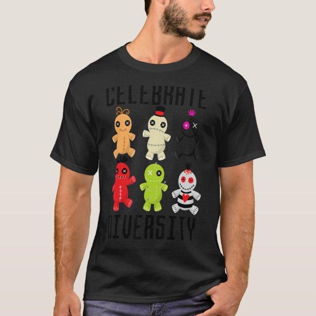 Celebrate Diversity Halloween Voodoo Puppe 5 T-Shirt (Vorderseite)