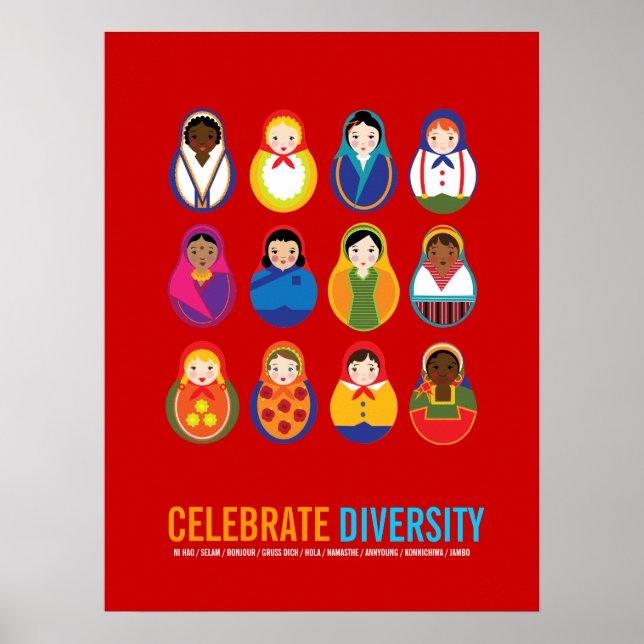Celebrate Diversity Multikulturelle Tage Kinderpos Poster (Vorne)