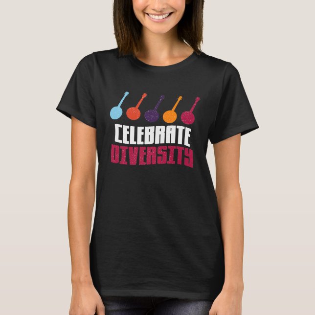 Celebrate Diversity Niedlich für Banjo-Spieler T-Shirt (Vorderseite)