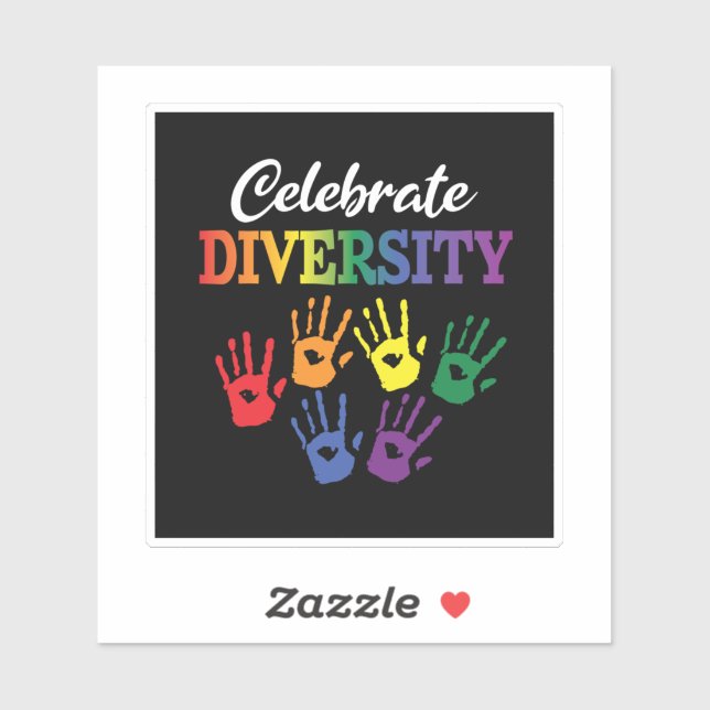'Celebrate Diversity' (schwarz) Aufkleber (Blatt)