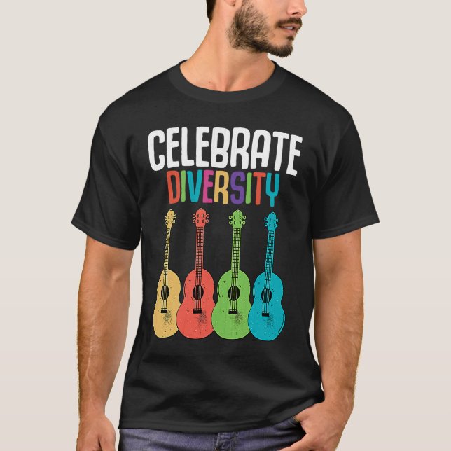Celebrate Diversity  Ukulele Player Music  Graphic T-Shirt (Vorderseite)