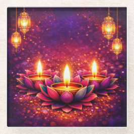 Celebrate Diwali Festival, Glass Coaster Glasuntersetzer