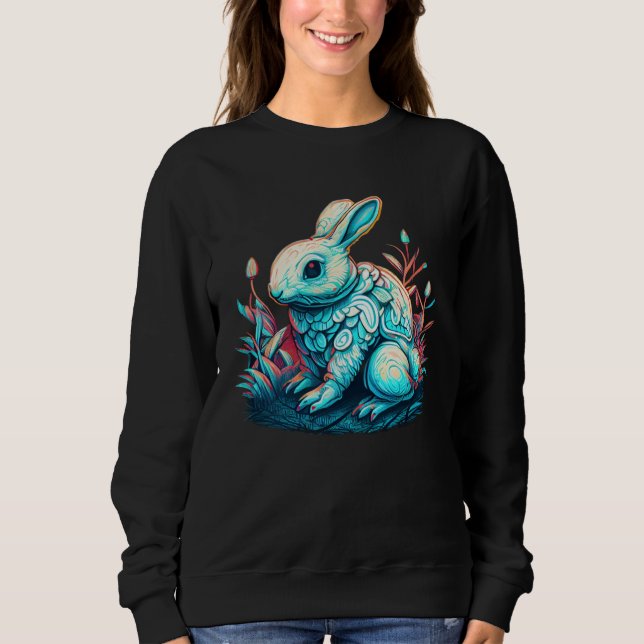 Celebrate Easter in style Cool Bunny Egg Illustrat Sweatshirt (Vorderseite)
