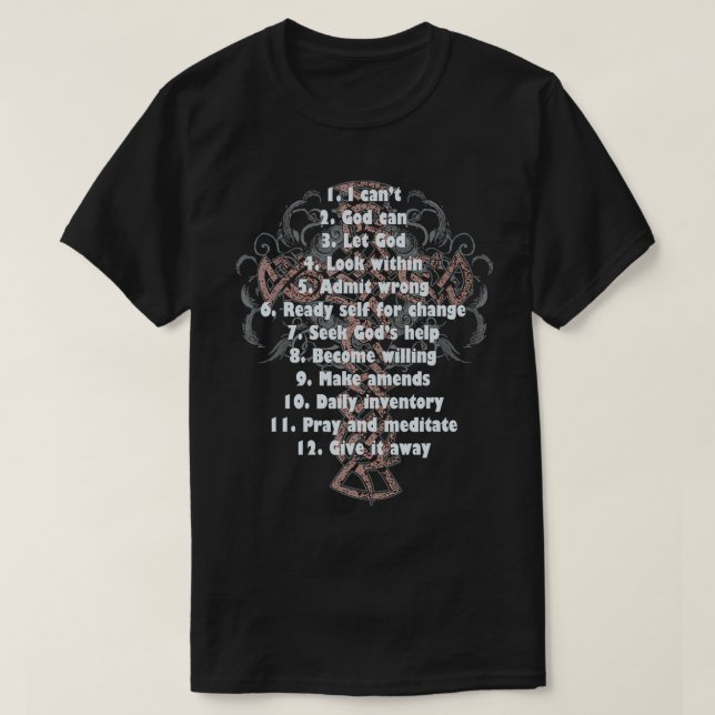 Celebrate Erholung Christlich Cross 12 Step Guide T-Shirt (Design vorne)