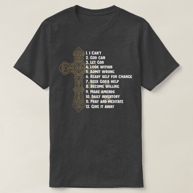 Celebrate Erholung Christlich Cross 12 Step Guide T-Shirt (Design vorne)